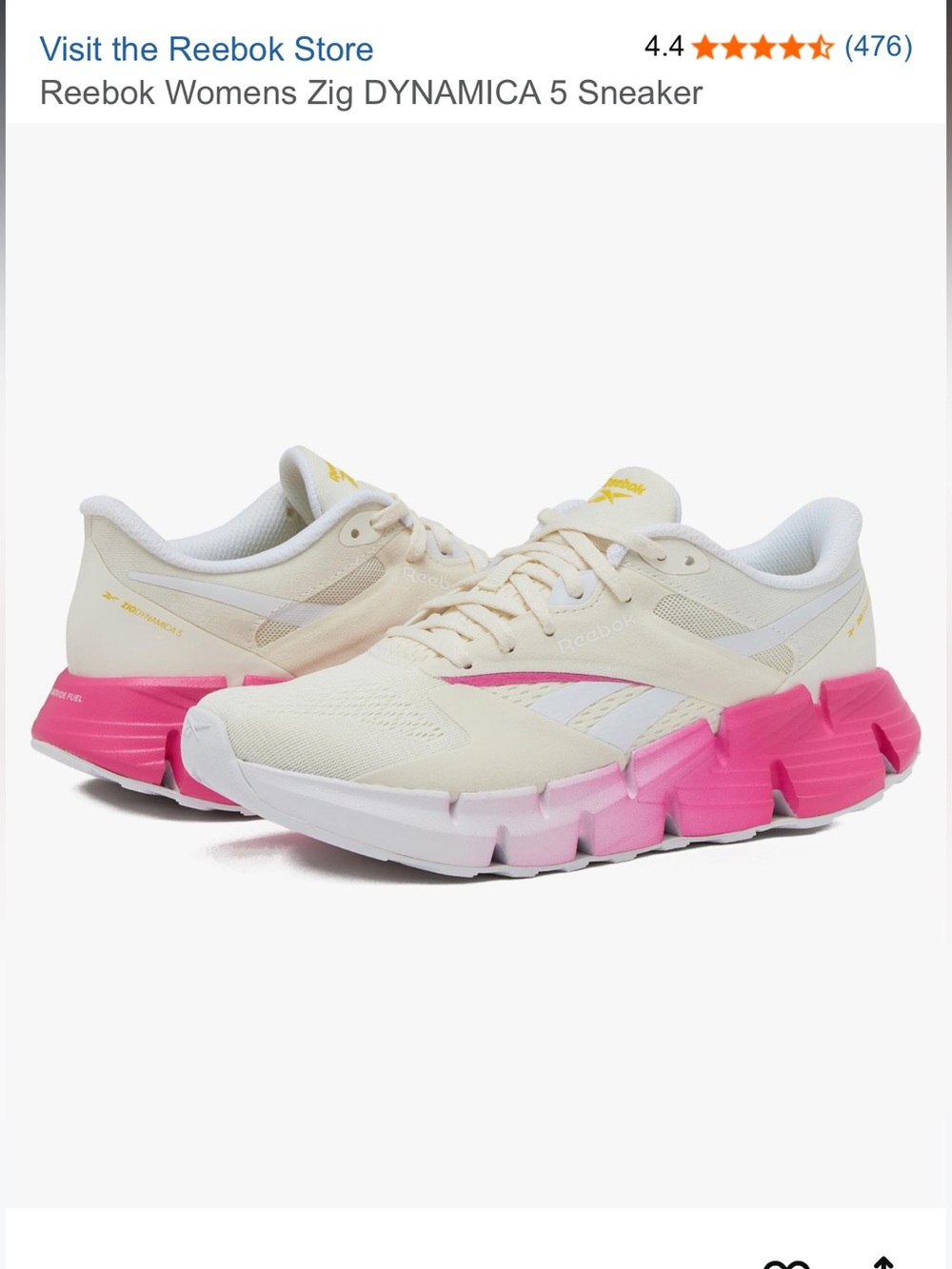 Reebok Women's Zig Dynamica 5 Sneakers - Cream & Pink